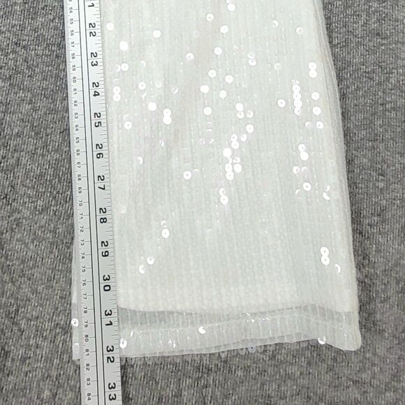 Forever 21 Pants Womens Large White Sequined Flare Disco Party Holiday 30x32 - Picture 6 of 15